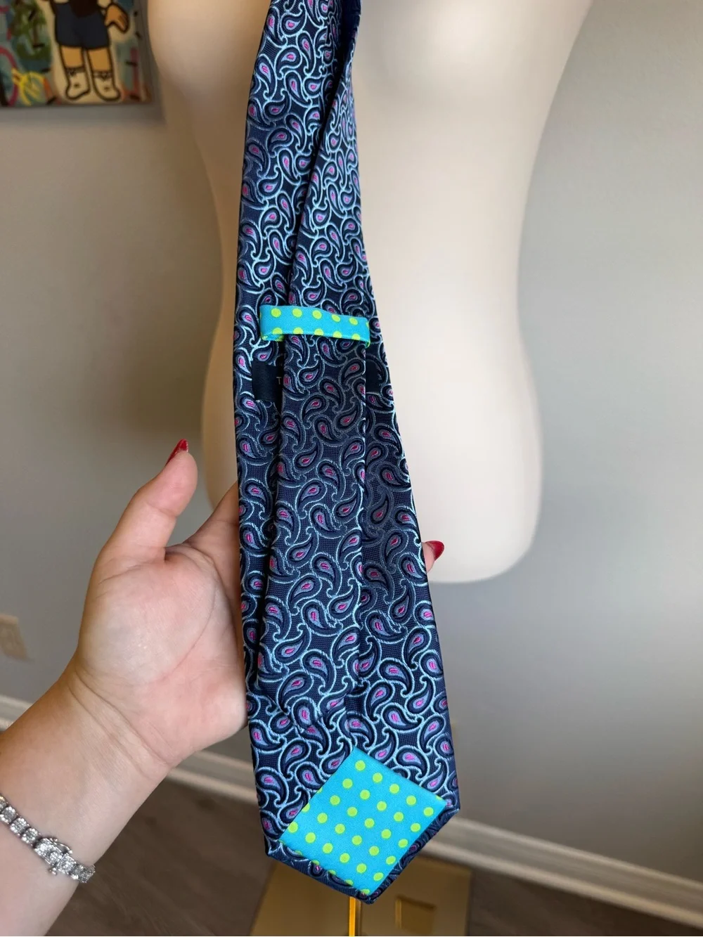 NEW Mens Ted Baker Silk Paisley Men's Tie in Navy and Pink